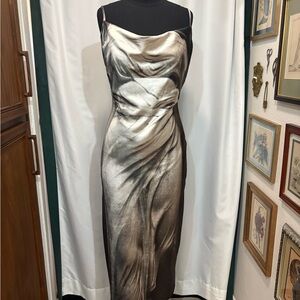 Dolls Kill Widow Wet Look Statue Dress - Bias Cut With Cowl